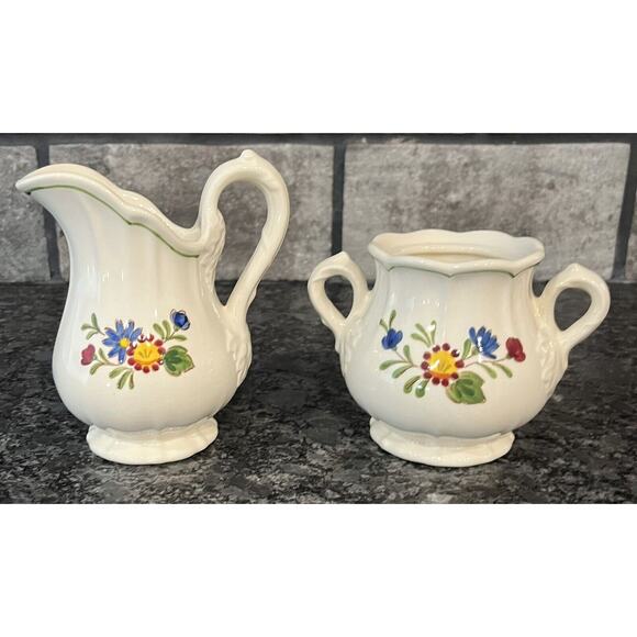 Metlox Poppytrail Vernon Quail Ridge Creamer & Sugar Bowl Set No Lid - Picture 1 of 10